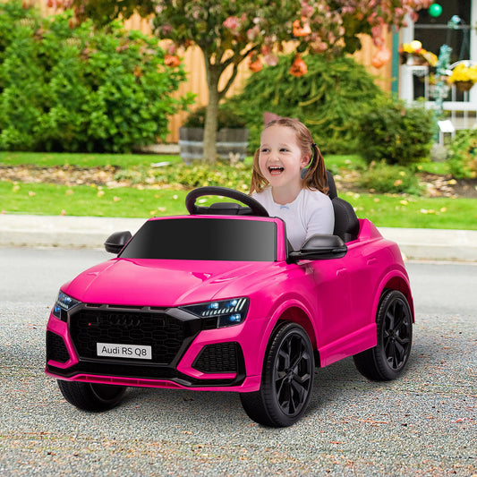 HOMCOM Compatible 6V Battery-powered Kids Electric Ride On Car Audi RS Q8 Toy with Parental Remote Control Music Lights USB MP3 Bluetooth Pink
