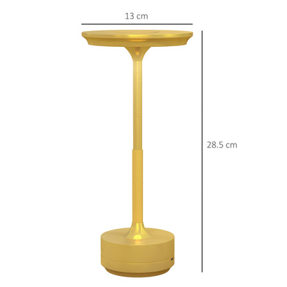 HOMCOM Cordless Table Lamp, Touch LED Desk Lamp with 4000mAh Rechargeable Battery, 3 Colour, for Bedroom Living Room, Gold Tone