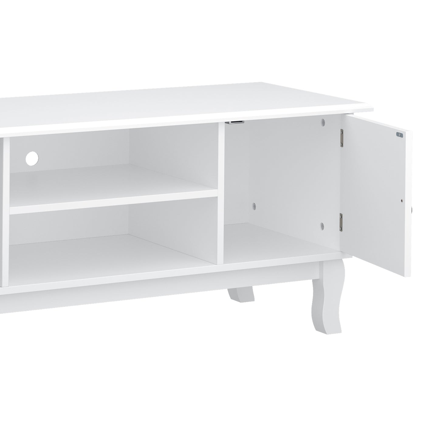 HOMCOM TV Stand Unit Corner Table, MDF-Ivory White 