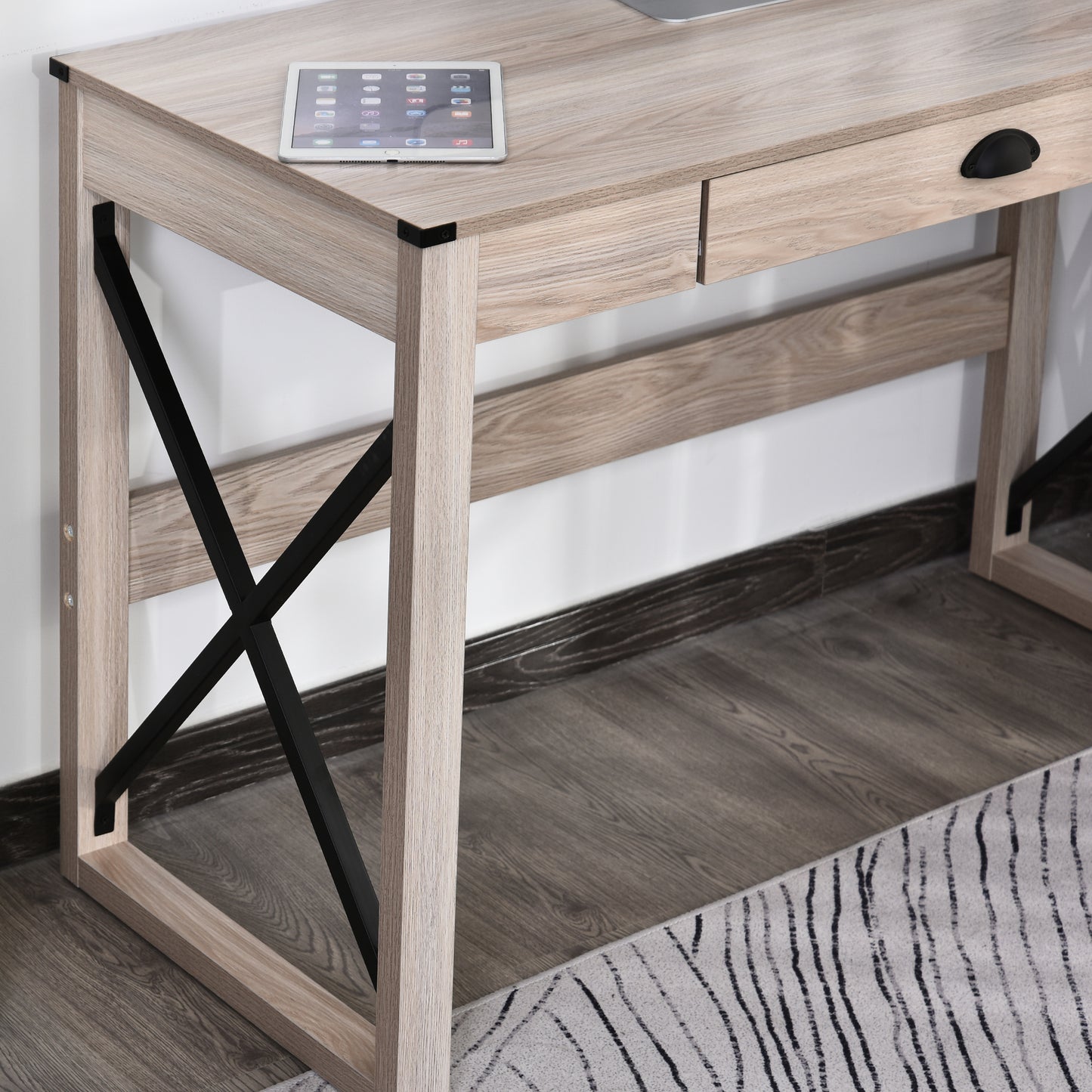 HOMCOM Computer Desk Writing Table with Drawer Home Office Workstation Large Tabletop 112Lx51Wx76Hcm