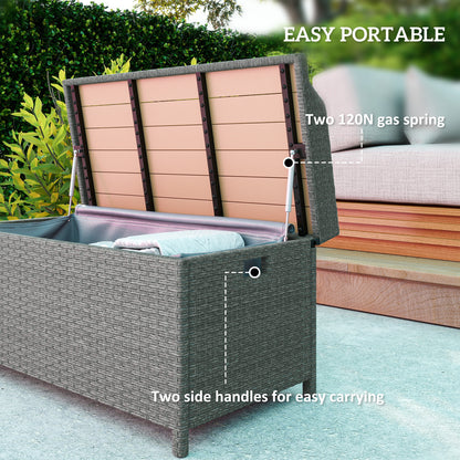Outsunny 130 L Rattan Garden Storage Box, with Seat - Grey