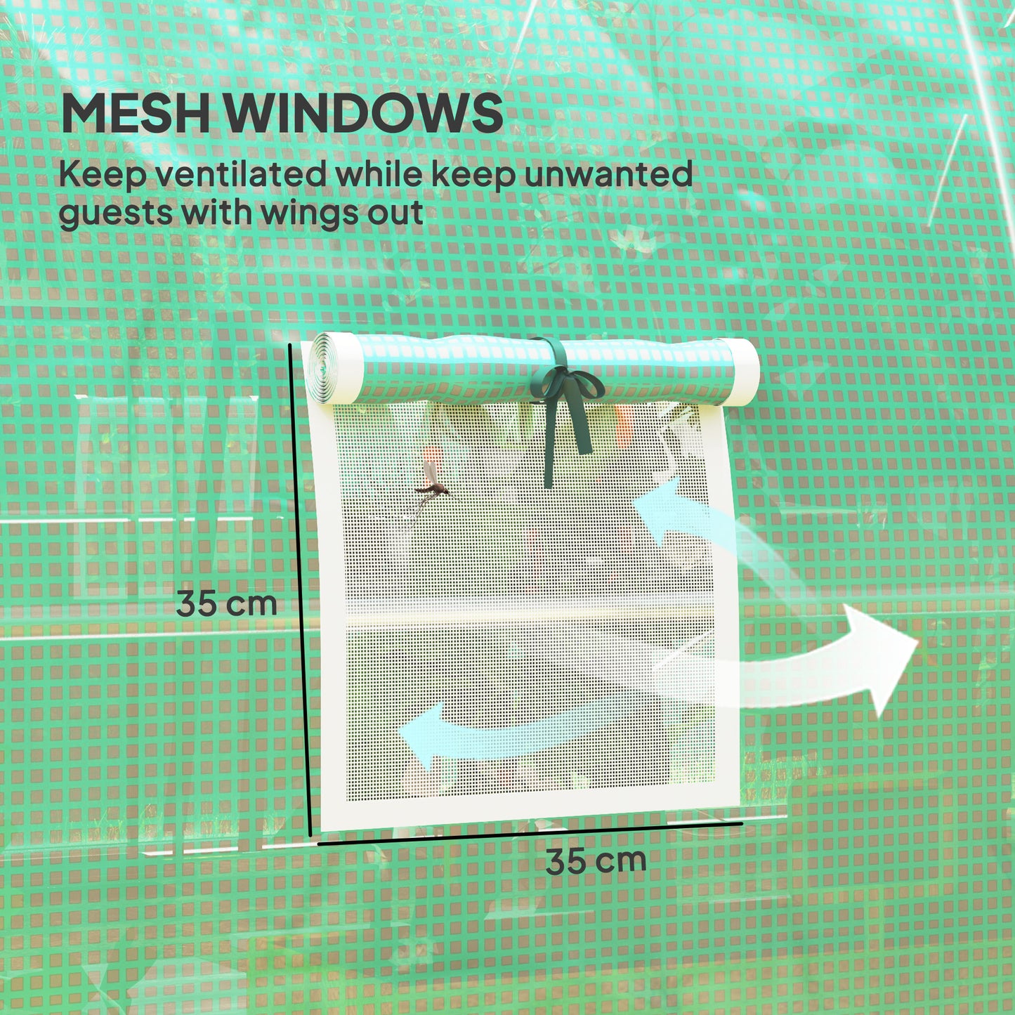 Outsunny 4 x 3(m) Polytunnel Greenhouse, with Windows and Doors - Green