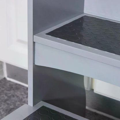 HOMCOM Kitchen Helper Step Stool with 2 Steps & Handles Suitable for Children Learning Platform for Kids and Toddlers, Footstool, Grey