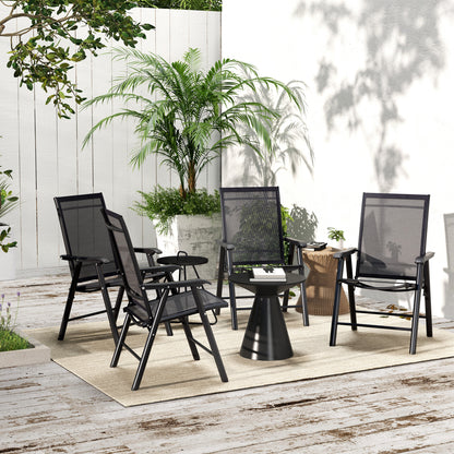 Outsunny Set of Four Folding Garden Chairs - Black