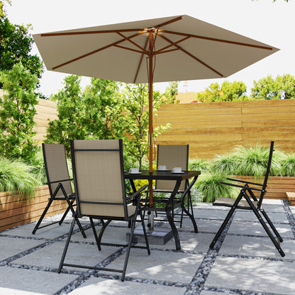 Outsunny Five-Piece Steel Frame Patio Set - Khaki/Black