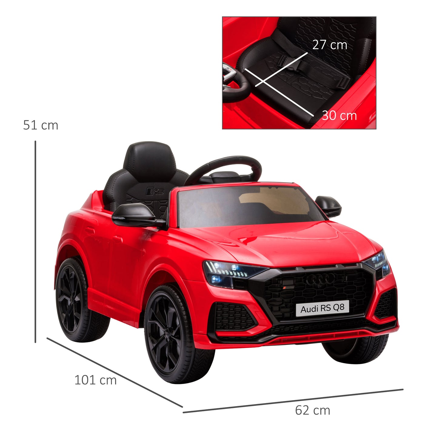 HOMCOM Audi RS Q8 6V Kids Electric Ride On Car, Kids Electric Toy with Parental Remote Control Music Lights USB MP3, Red