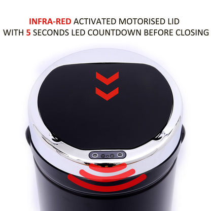 HOMCOM 42L Stainless Steel Sensor Trash Can W/ Bucket-Black