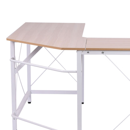 HOMCOM Corner Gaming Desk L-Shape Computer PC Workstation Home Office Three Worktop Writing Table 76x150cm Oak