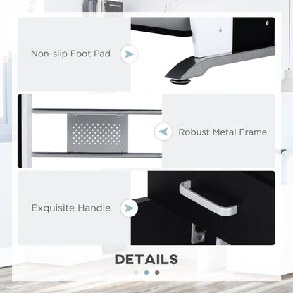 HOMCOM Computer Desk with Sliding Keyboard Tray Storage Drawers and Host Box Shelf Home Office Workstation (Black)