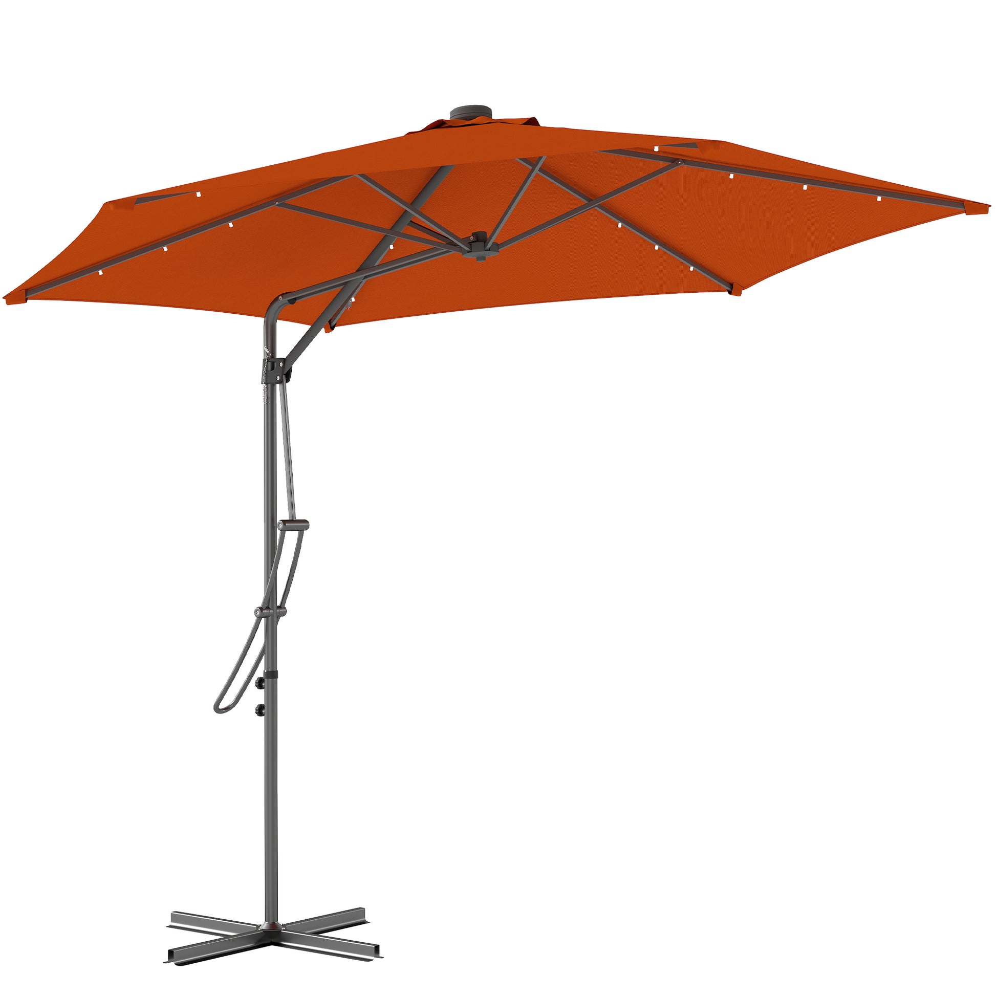 Outsunny 3(m) Solar LED Cantilever Parasol - Orange
