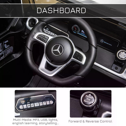 HOMCOM Compatible 12V Battery-powered Kids Electric Ride On Car Mercedes Benz G500 Toy with Parental Remote Control Music Lights MP3 Suspension Wheels