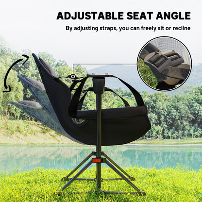 Outsunny Hammock Camping Chair Set of 2, Adjustable Back Swinging Camping Chair Portable Swinging Chair with Cup Holder, Headrest, Padded Seat and Carry Bag for Travel Fishing Hiking, Black