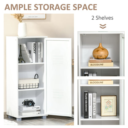 HOMCOM Modern 2-Tier File Cabinet, Storage Organizer with Metal Louvred Door for Living Room, Study, Playroom, White