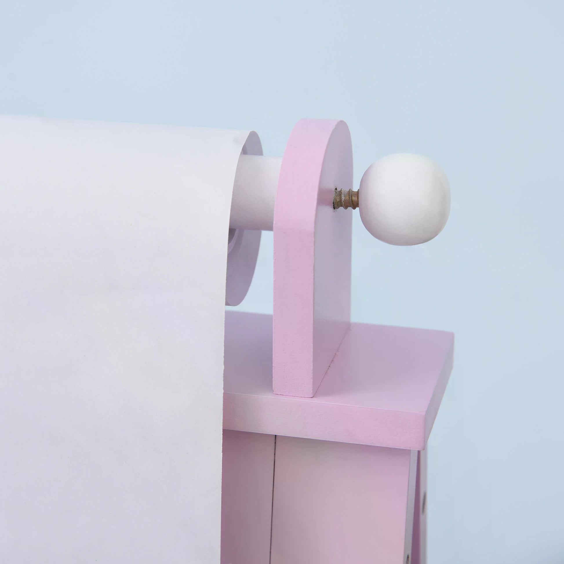 HOMCOM 3 In 1 Kids Wooden Art Easel with Paper Roll Double-Sided Chalkboard & Whiteboard with Storage Baskets Gift for Toddler Girl Age 3 Years+ Pink