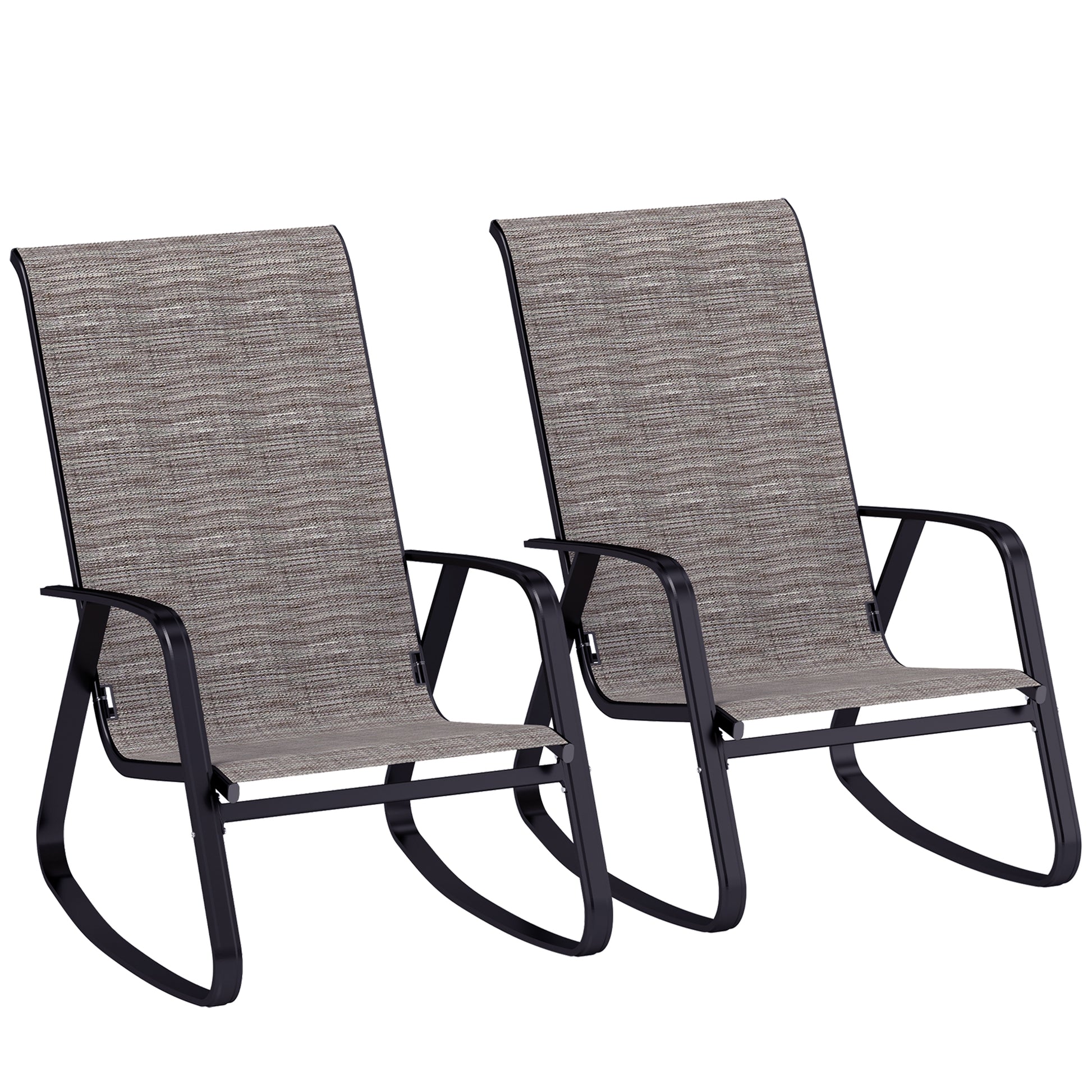 Outsunny Set of Two Rocking Garden Chairs - Light Brown