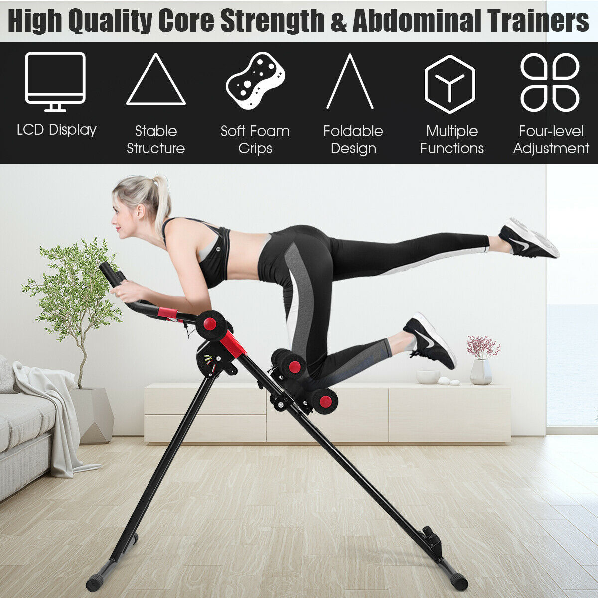 Ab Workout Machine with LCD Display for Home and Gym