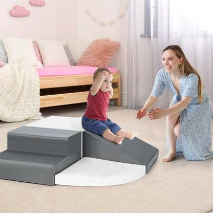 4 Pieces Climb and Crawl Foam Play Set for Toddlers Preschoolers-Grey