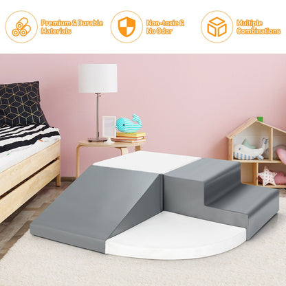 4 Pieces Climb and Crawl Foam Play Set for Toddlers Preschoolers-Grey