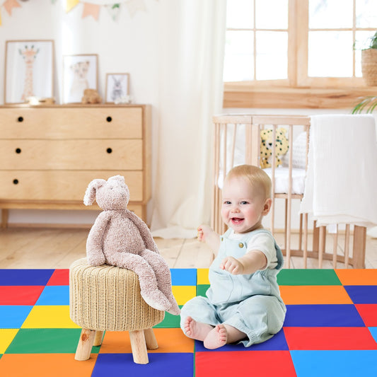 4-Section Folding Toddler Play Mat for Home and School Kindergarten-Colorful