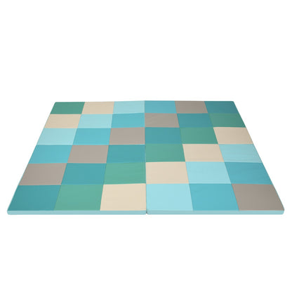 4-Section Folding Toddler Play Mat for Home and School Kindergarten--Blue