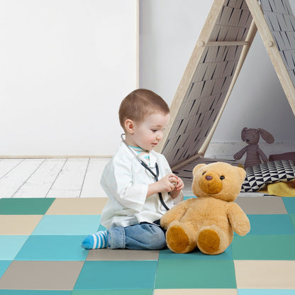 4-Section Folding Toddler Play Mat for Home and School Kindergarten--Blue
