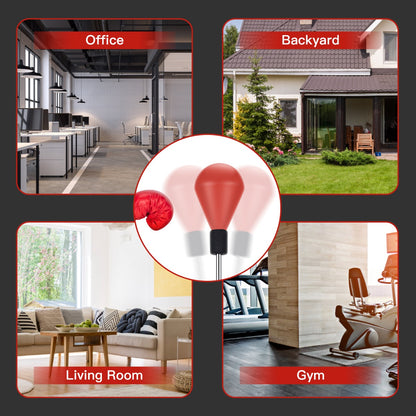 Punching Bag with Stand and Gloves-Red