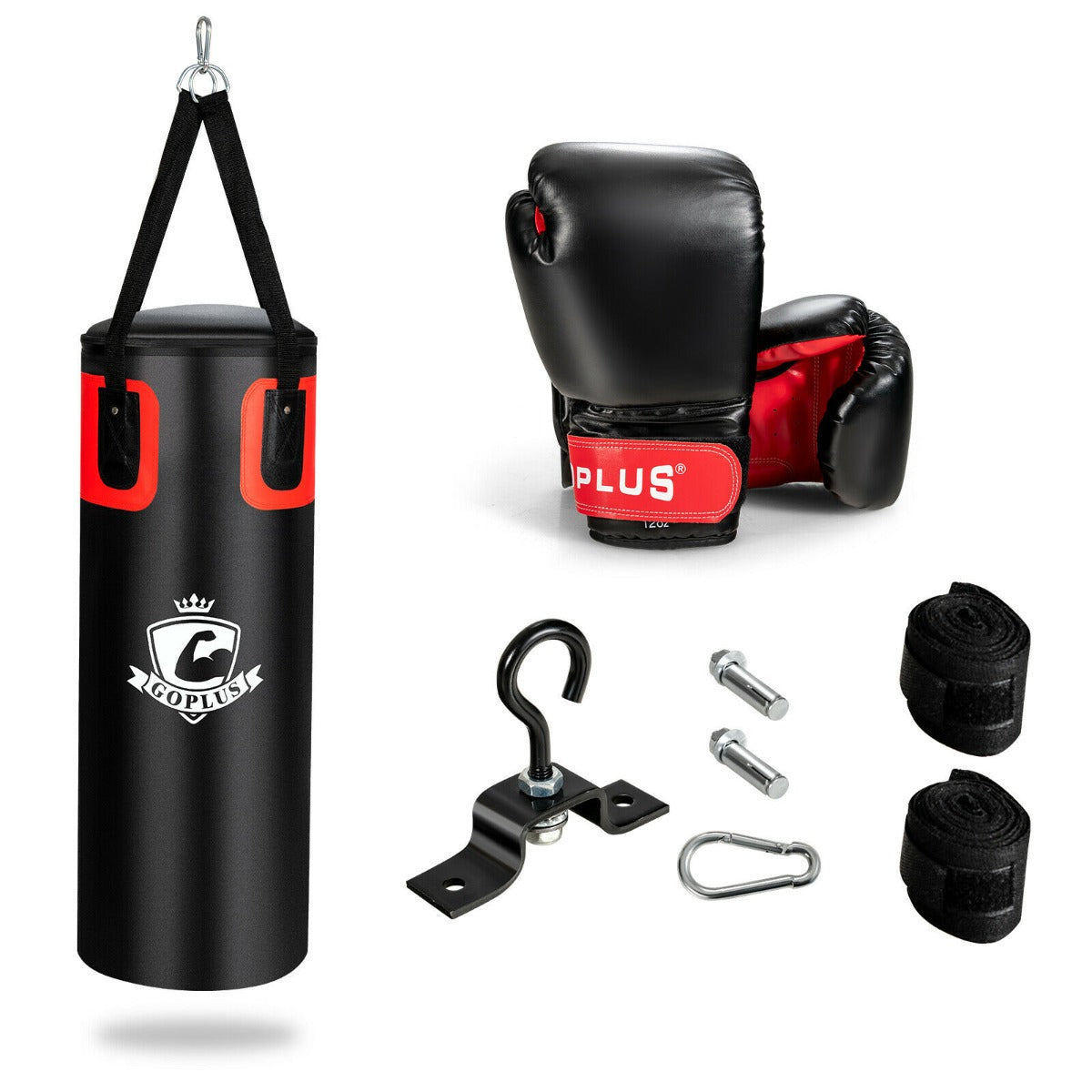 Heavy Hanging Punching Bag with Gloves and Wall Bracket