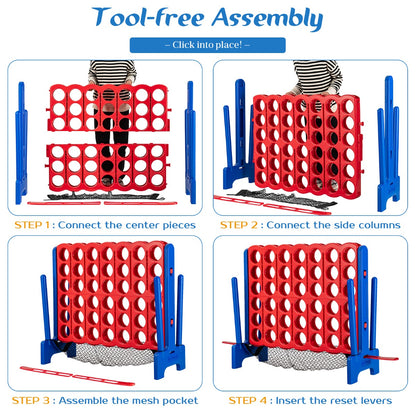 Jumbo 4-to-Score Giant Game Set and Quick-Release Level for Kids Adults-Blue