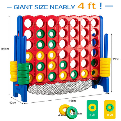 Jumbo 4-to-Score Giant Game Set and Quick-Release Level for Kids Adults-Blue