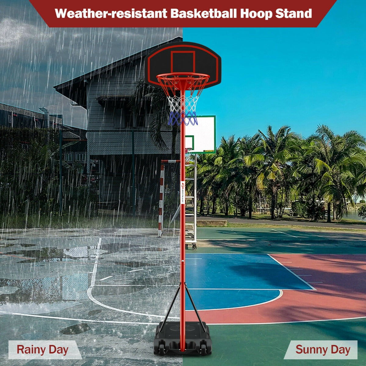 Freestanding Adjustable Height Basketball Stand Hoop -Red