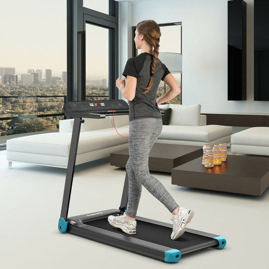 Folding Treadmill with APP Control and Bluetooth Speaker-Blue