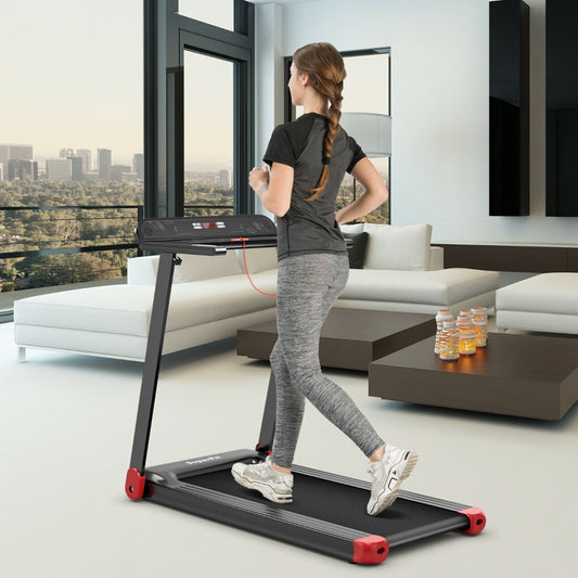 Folding Treadmill with APP Control and Bluetooth Speaker-Red