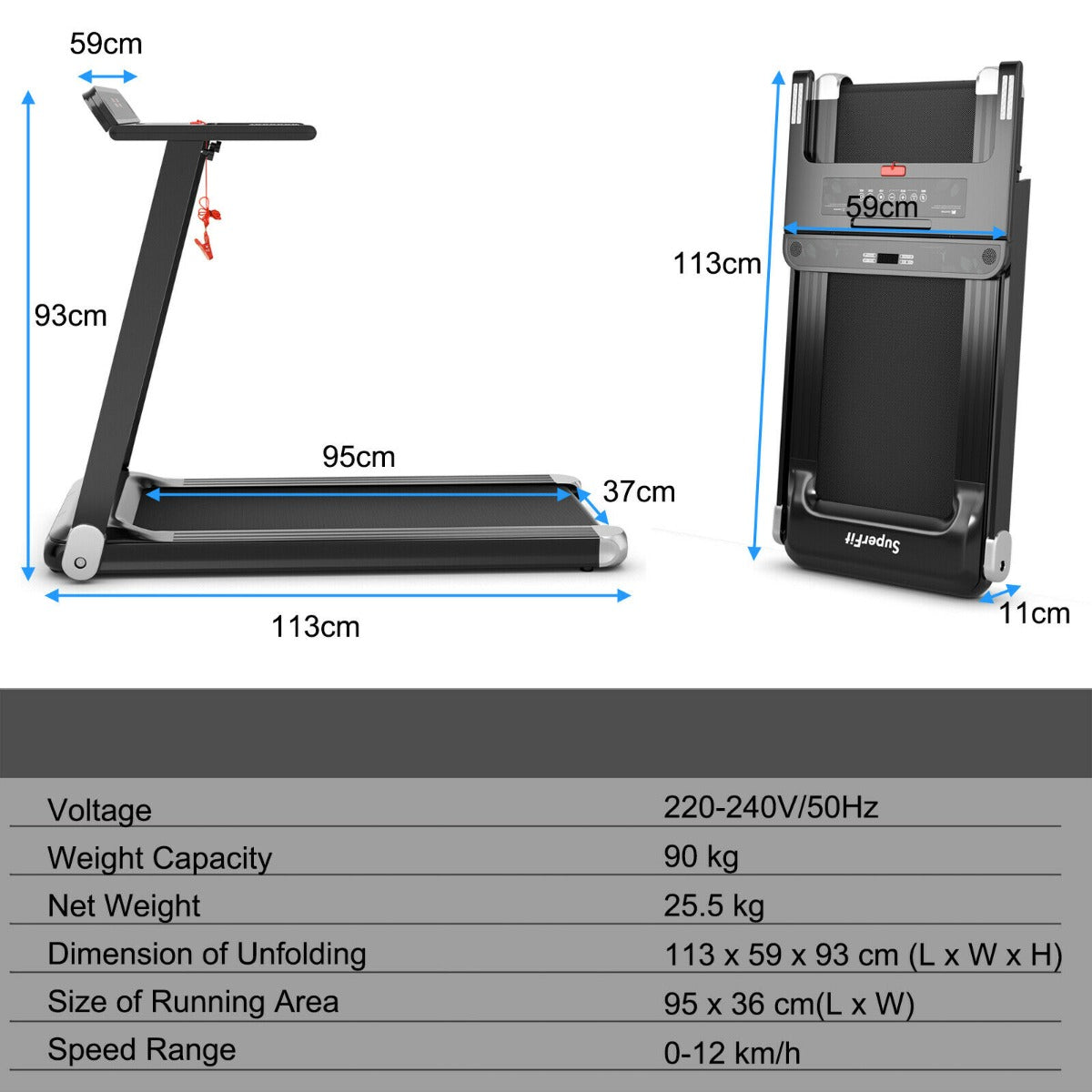 Folding Treadmill with APP Control and Bluetooth Speaker-Silver