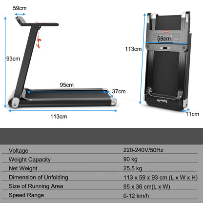 Folding Treadmill with APP Control and Bluetooth Speaker-Silver