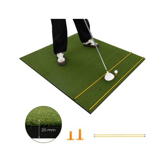 Golf Hitting Mat Includes 2 Rubber Tees and 2 Alignment Sticks-L