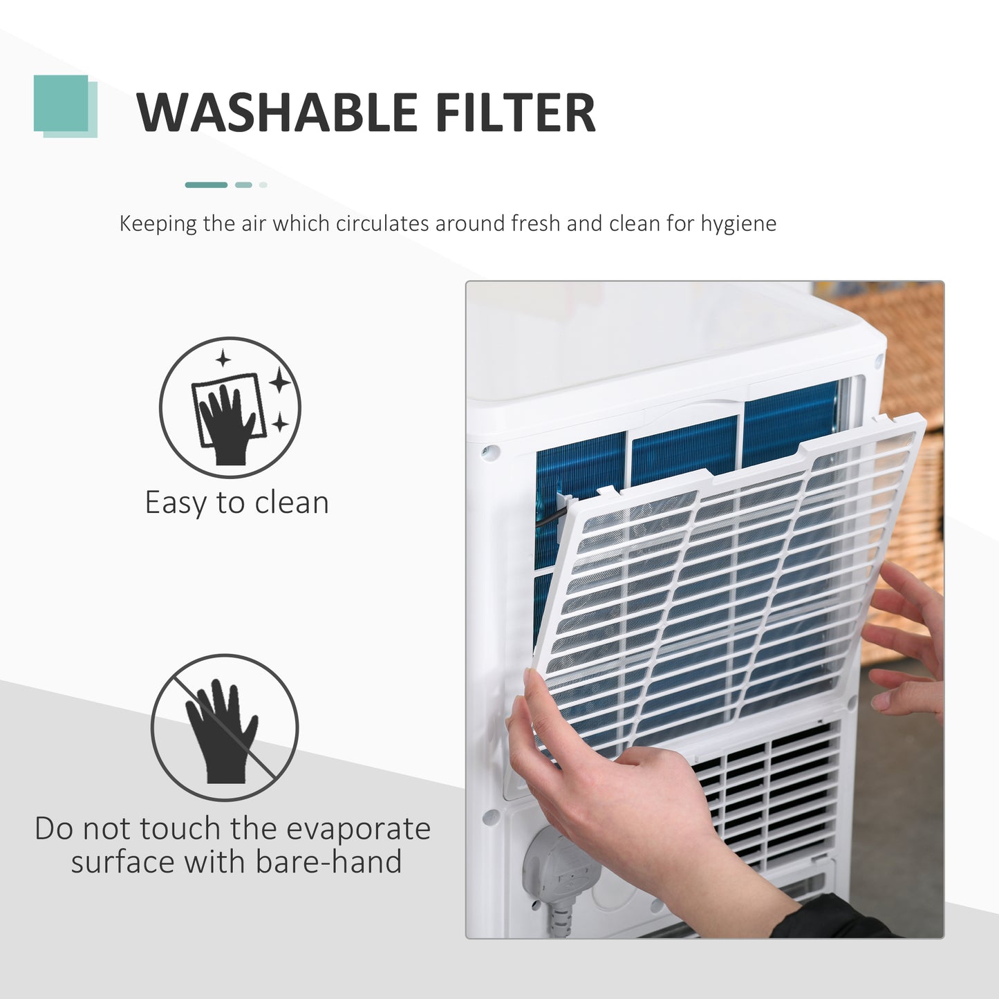 HOMCOM Mobile Air Conditioner White W/ Remote Control Cooling Dehumidifying Ventilating - 765W