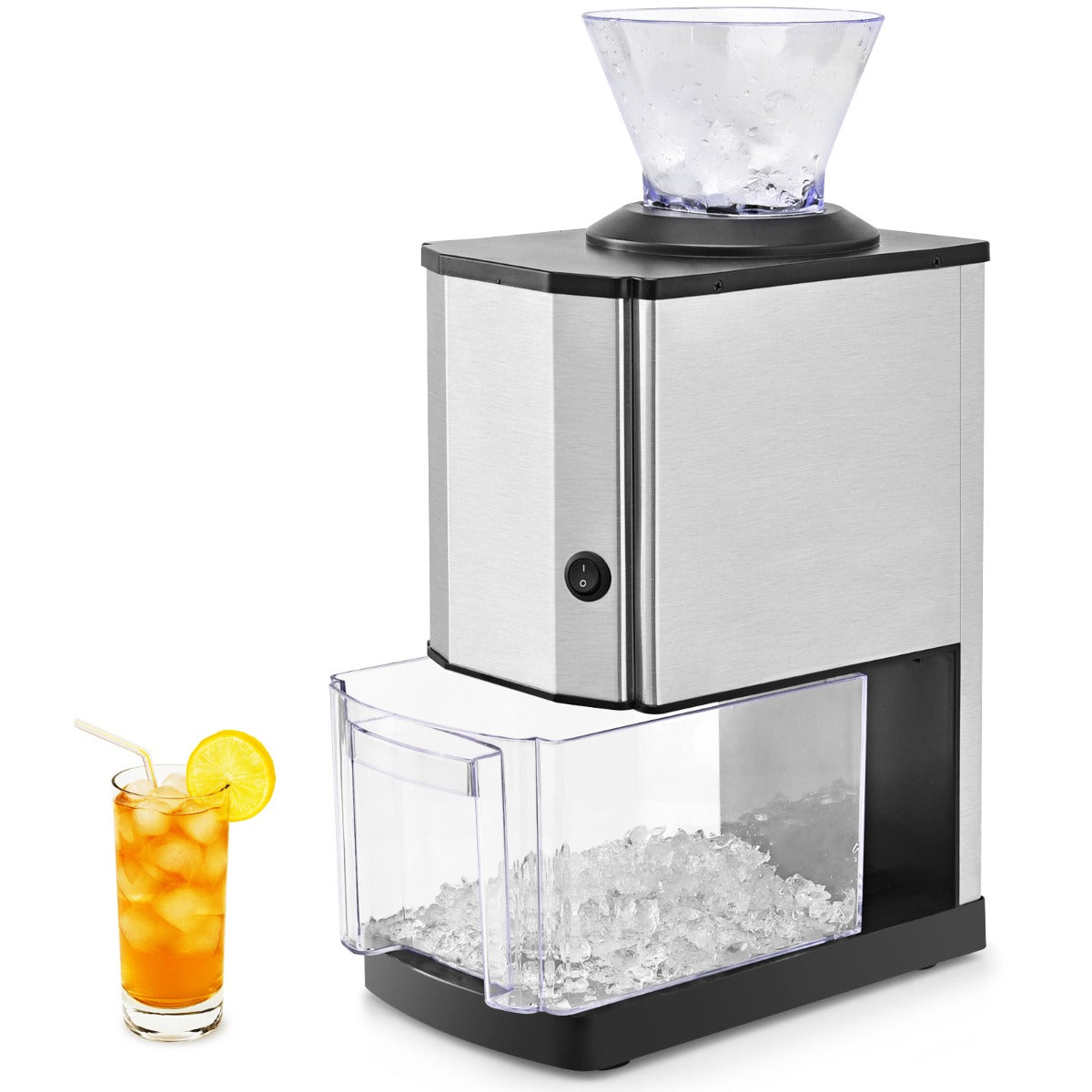 Stainless Electric Ice Crusher with Ice Tray and Scoop