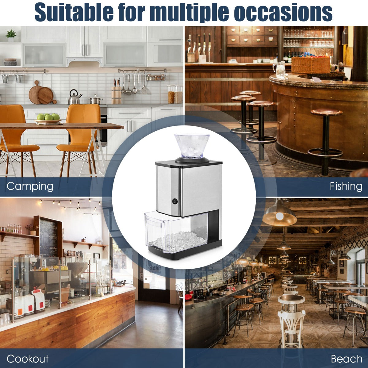 Stainless Electric Ice Crusher with Ice Tray and Scoop