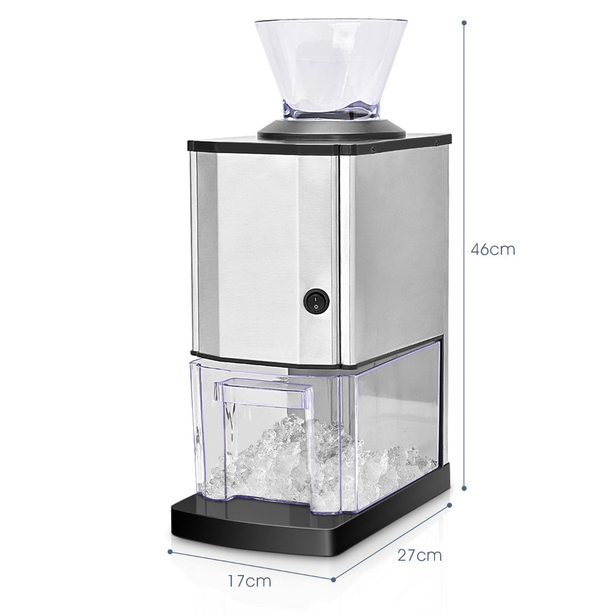 Stainless Electric Ice Crusher with Ice Tray and Scoop