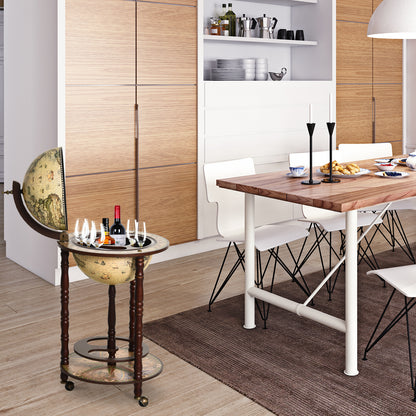 HOMCOM Globe Shaped Retro Style Mini Bar Drink Cabinet Mobile Wine Alcohol Beverage Storage Trolley Glass Bottle Holder w/ Wheels
