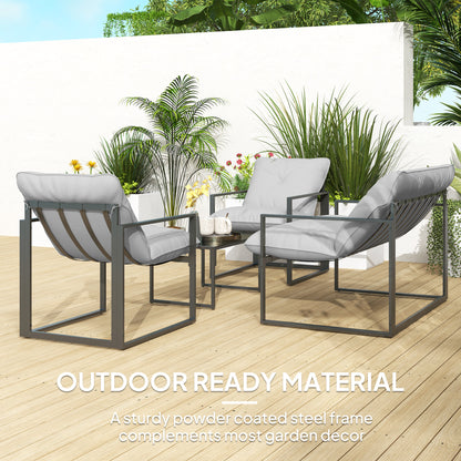 Outsunny Four-Piece Relaxed Back Garden Dining Set - Black/Light Grey