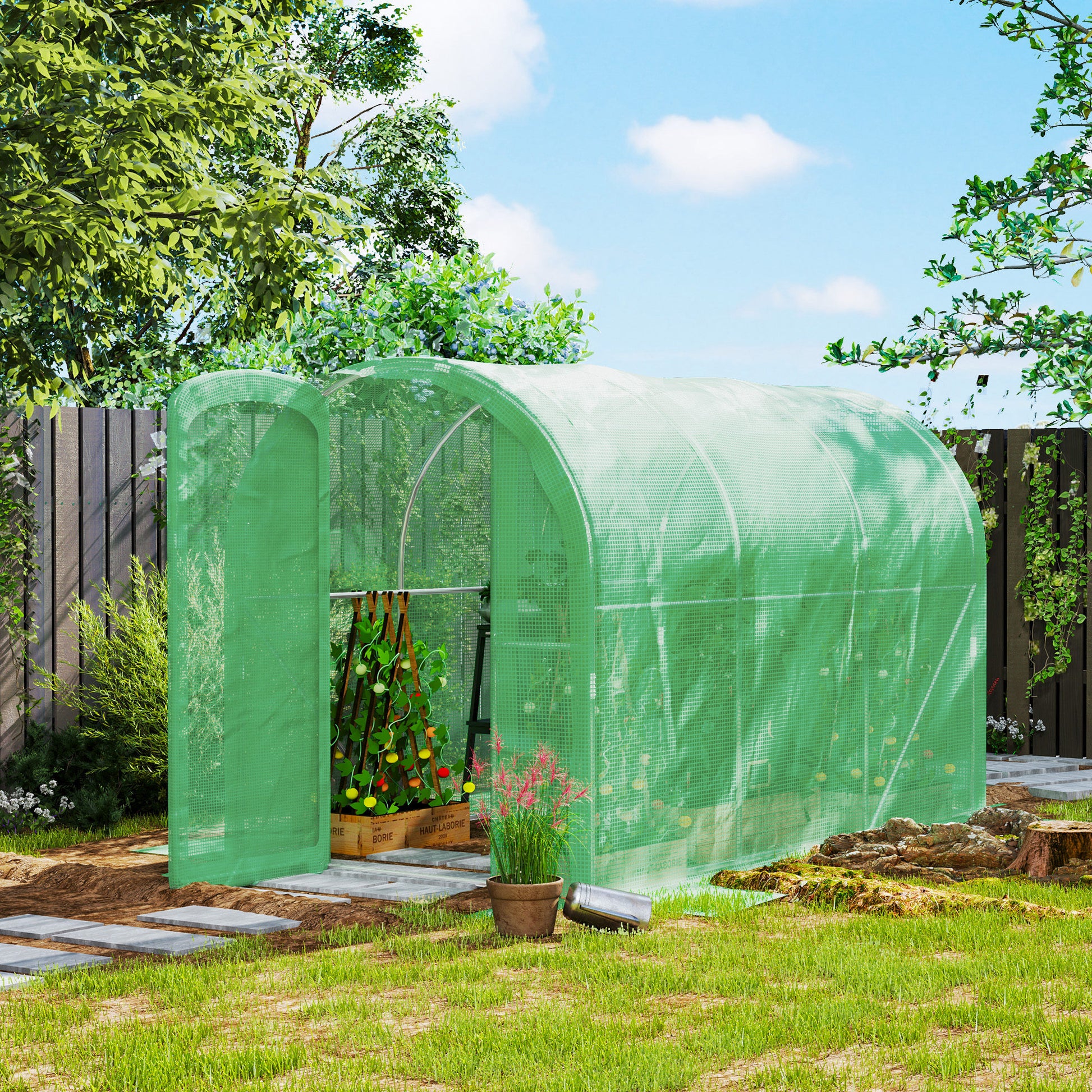 outsunny grow tent Outsunny 3 x 2 x 2m Polytunnel Greenhouse with Hinged Door, Walk-in Gr – GardenArch