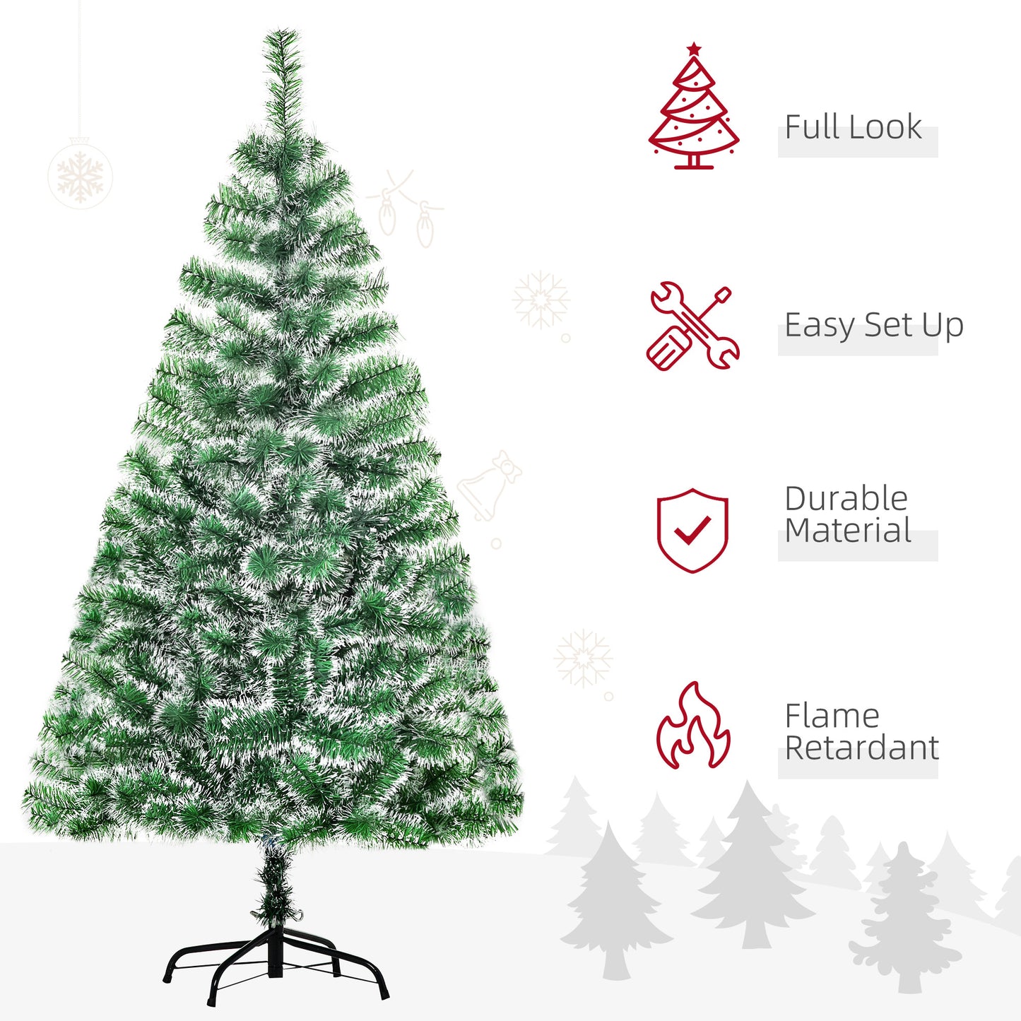 HOMCOM Artificial Christmas Tree, 1.5M-Green 
