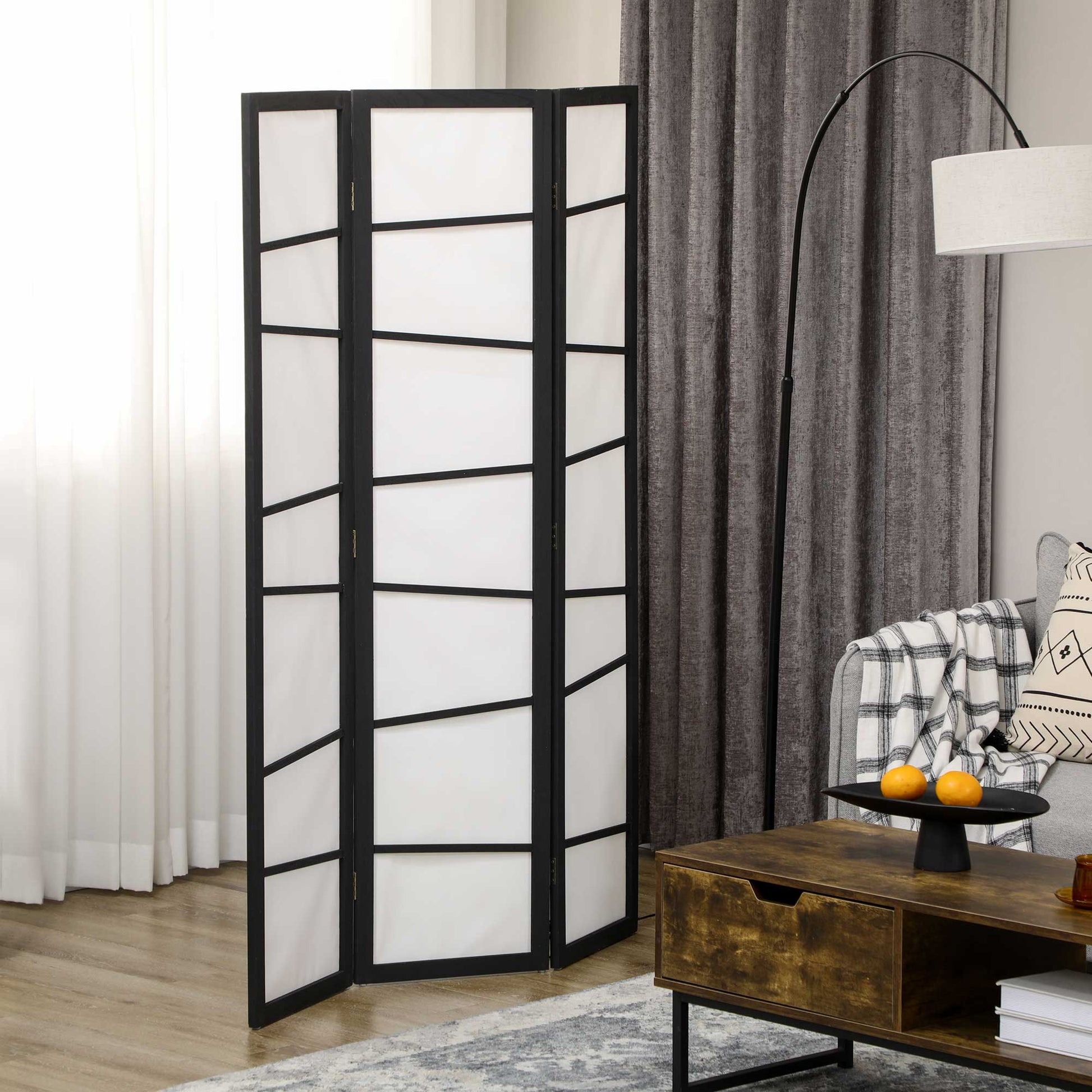 HOMCOM 3 Panel Room Divider, Wooden Folding Privacy Screen, Freestanding Wall Partition Separator for Bedroom, White
