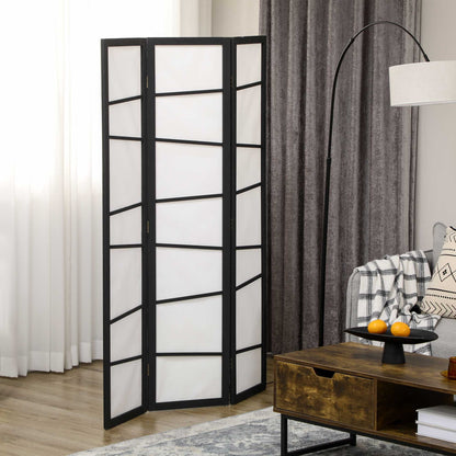 HOMCOM 3 Panel Room Divider, Wooden Folding Privacy Screen, Freestanding Wall Partition Separator for Bedroom, White