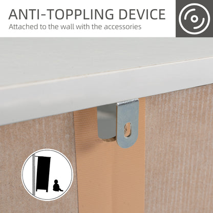 HOMCOM Media Cabinet - Holds up to 100 CDs, 4-Tier CD Storage Unit, Modern Bookcase with Magnetic Doors and Wide Base for Home, White