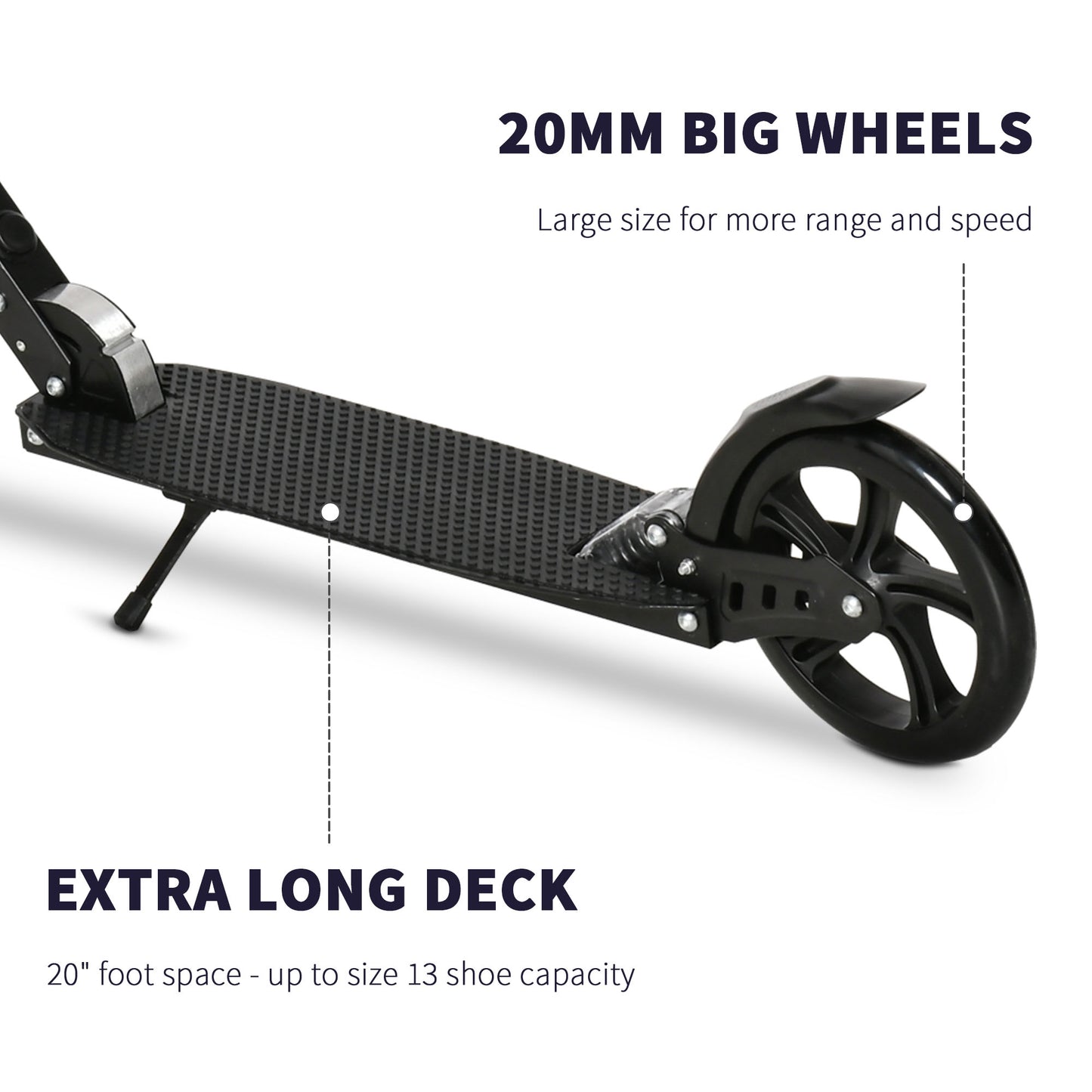 HOMCOM One-click Folding Kick Scooter for 14+ w/ Adjustable Handlebar, Push Scooter with Kickstand, Dual Brake System, Shock Absorber, Black