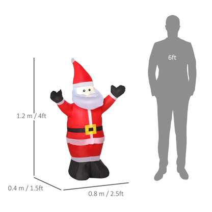 HOMCOM Inflatable 1.2m Santa Claus 