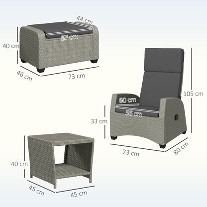 Outsunny 5-Piece Rattan Garden Furniture Set with Cushions - Charcoal Grey