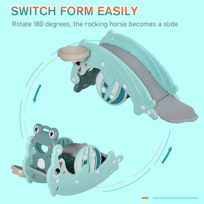 HOMCOM 3-in-1 Kids Slide with Basketball Hoop, Equipment Playground Toy, Toddler Slide Toddler Climber Slide Playset, Age 1.5-3, Green